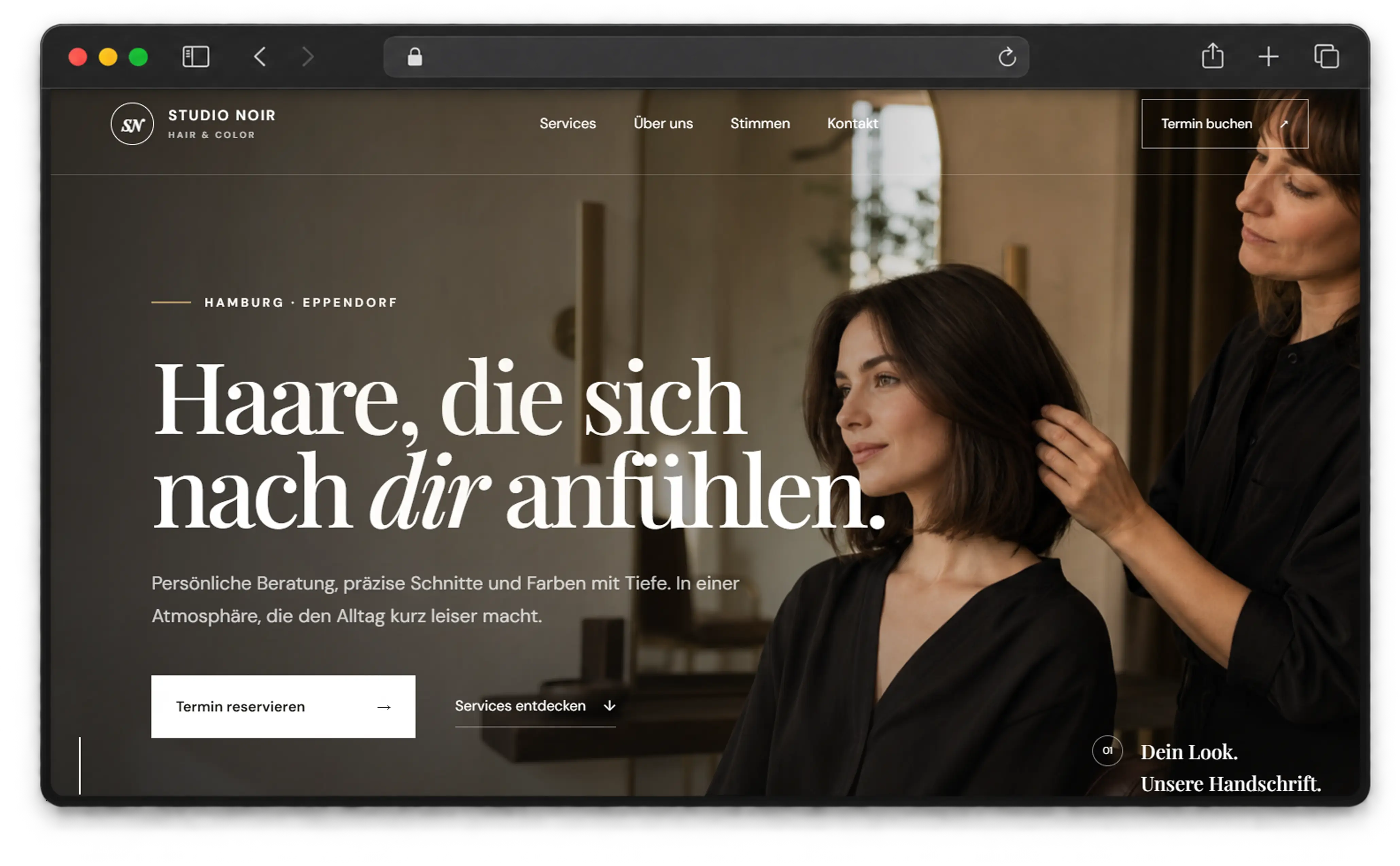 Damenfriseurseite Beispielwebsite