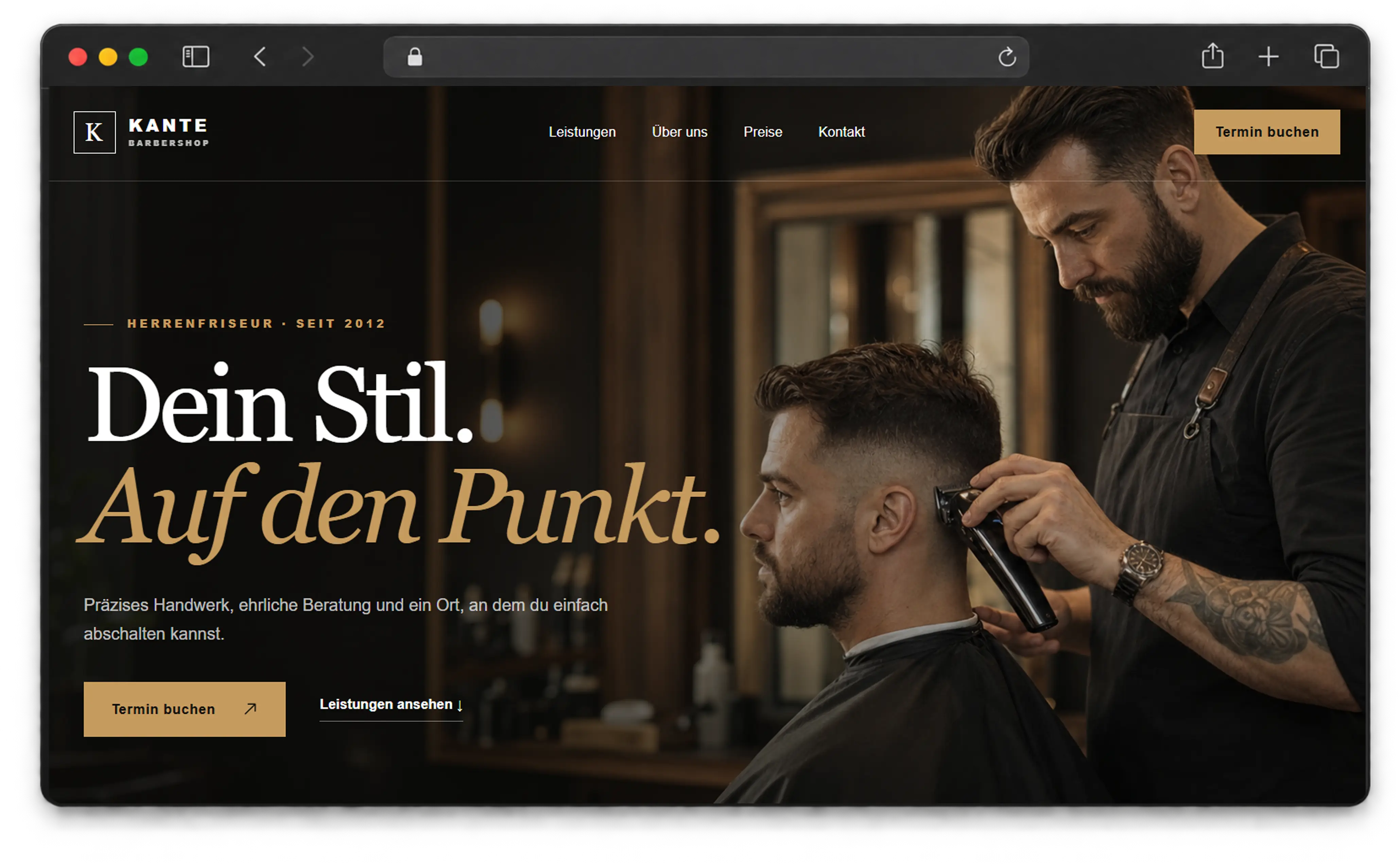 Herrenfriseurseite Beispielwebsite